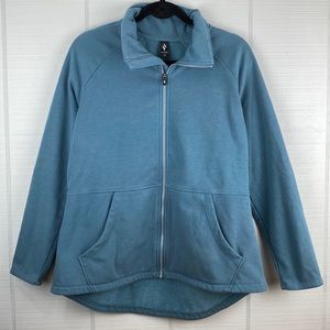 Women’s Blue Skechers Full Zip Up Sweatshirt Pockets Fleece Interior Size XL